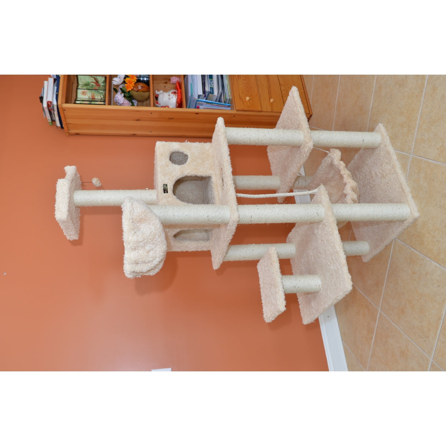 Armarkat 69-in Mult -Level Real Wood Cat Tree Hammock Bed, Climbing Center for Cats and Kittens A6901 Beige