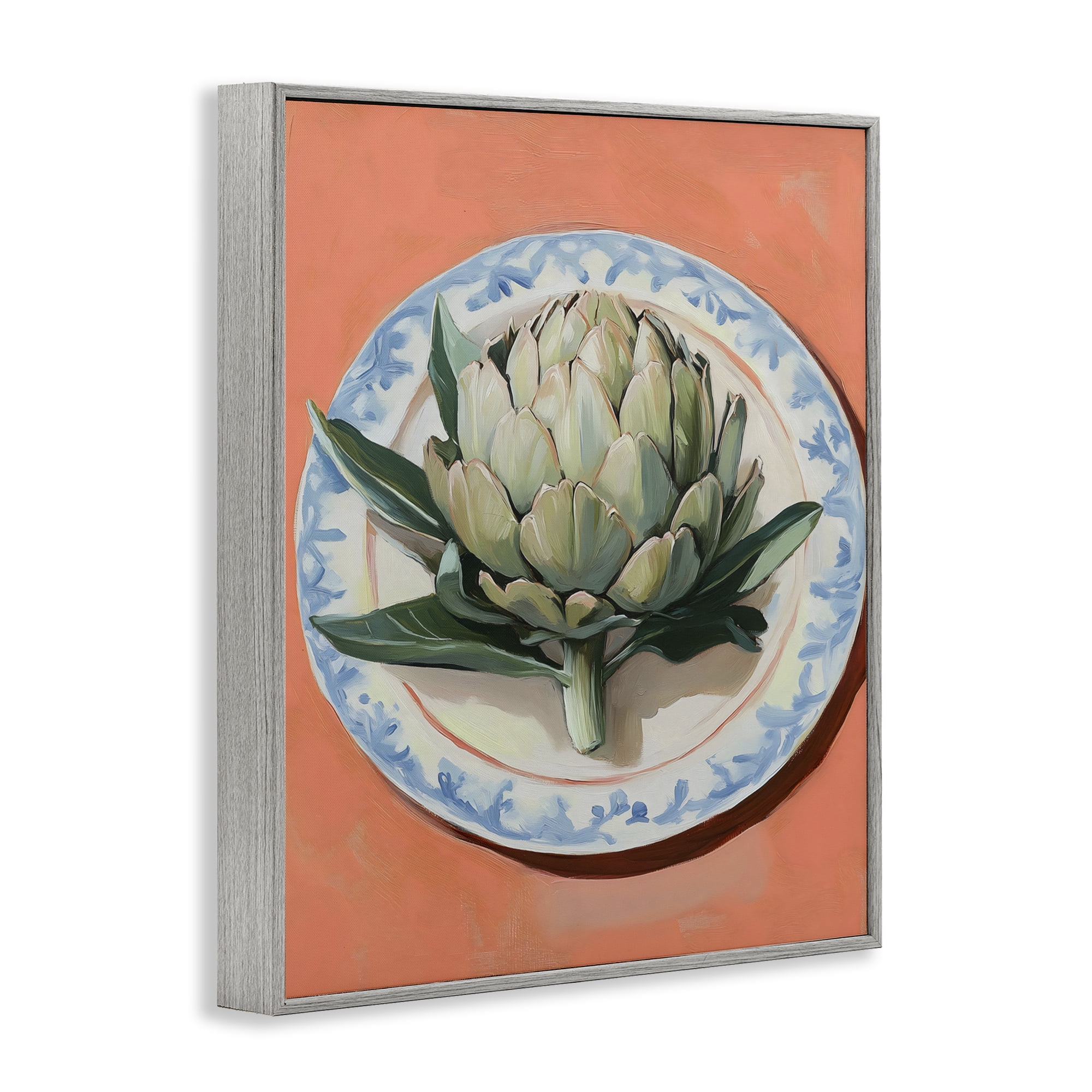 Stupell Industries Retro Artichoke over Orange Gray Framed Giclee Art, design by The Prints Vibe
