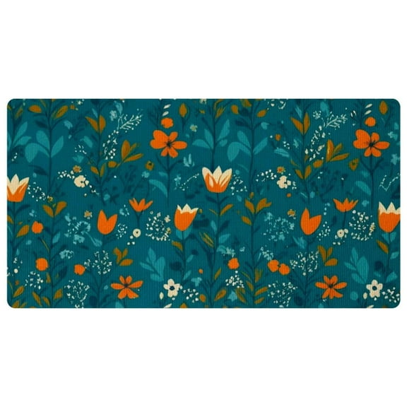 Art Flower Deluxe Kitchen Mats for Floor - Anti Fatigue, Large & Padded, Machine Washable & Waterproof, Quick Dry & Non-Slip Floor Comfort Mats with Retro Vintage Design