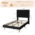 thumbnail image 3 of EDTara Velvet Platform Bed With Adjustable Tufted Headboard, Vertical Channel Design and Strong Wooden Slats, Easy Assembly, 3 of 7