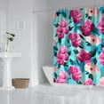 thumbnail image 3 of Floral Shower Curtain Watercolor Botanical Bathroom Decor Rustic Flower Design Fabric Bath Curtain for Tub Country Style Home Accessories with Hooks，84x72in(210x180cm), 3 of 5