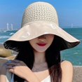 thumbnail image 2 of Sombrero de visera de playa para mujer - Sombrero de protección solar superior vacío Gorra de ala ancha Sombrero de verano, 2 of 5