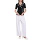 thumbnail image 2 of INSPIRAR CHIC Blusas de verano de manga corta de doble botonadura de color contrastante de punto para mujeres 2XL Negro, 2 of 4