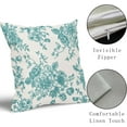 thumbnail image 4 of Teal and Cream Floral Pillow Covers 18x18 Inch Set of 2 Vintage Floral Throw Pillow Covers Chinoiserie Flower Pillowcases Rustic Farmhouse Cotton Linen Square Cushion Covers for Couch Bed Sofa Decor, 4 of 6