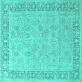thumbnail image 1 of Ahgly Company Indoor Square Oriental Turquoise Blue Industrial Area Rugs, 7' Square, 1 of 4