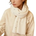 thumbnail image 2 of Bufanda de invierno cálida para mujer, chal grande, manta, bufanda decorativa para clima frío, bufanda gruesa de punto, bufanda tipo manta con flecos, suave y ligera, unisex (blanca), 2 of 4