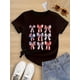 thumbnail image 1 of Patriotic American Flag Bowknot Print Cotton Youngsters T-Shirt - Soft Short Sleeve Crew Neck Tee with Red White Blue Bows, Machine Washable for Independence Day & Casual Wear, American Flag Clothes, 1 of 6