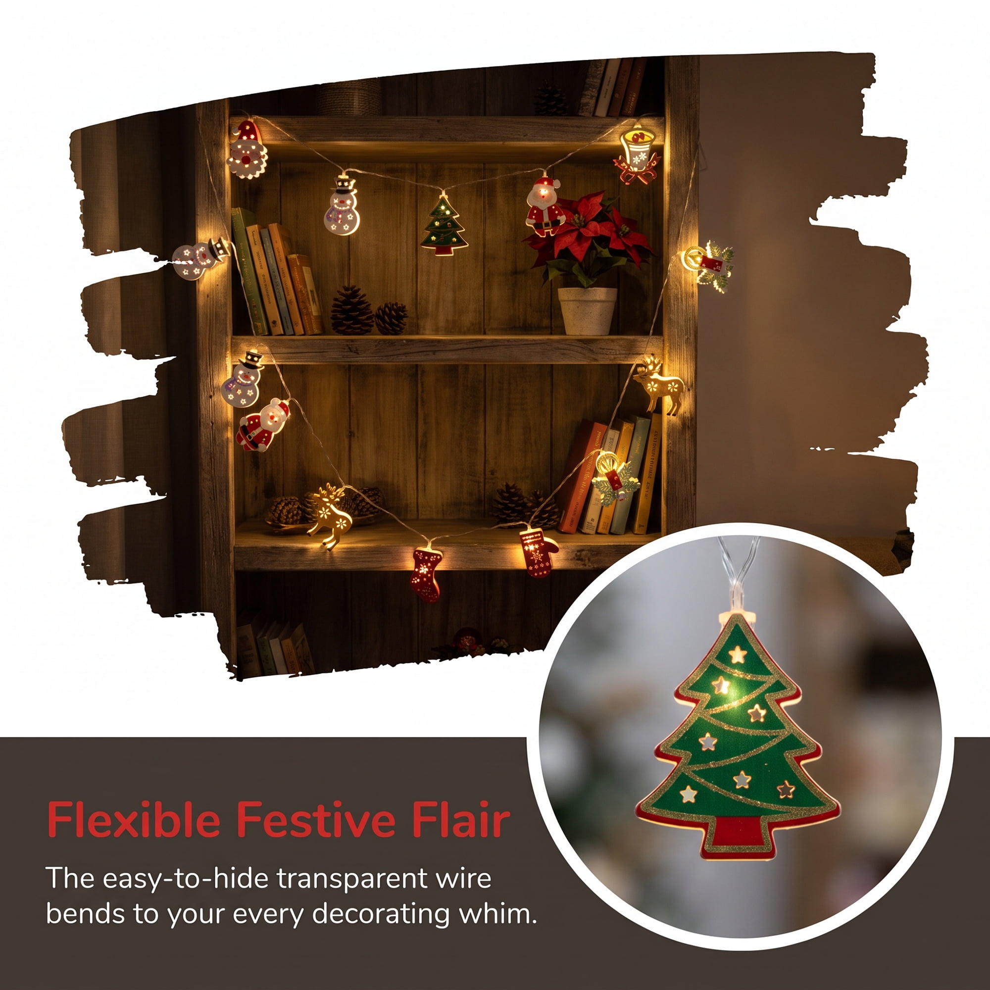 Unique Bargains Figurine Indoor Holiday Fairy Lamps 4.9 ft Multicolor Battery Operated