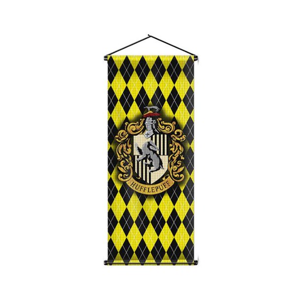 Bandera colgante de rejilla de Harry Potter, Gryffindor, escena interior de la universidad, decoración de barra de Harry Potter, bandera Slytherin Hufflepuff con asta de bandera