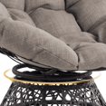 thumbnail image 6 of Bme Papasan Chair with Fabric Cushion, Metal Swivel Base, Sterling Fog - Black Frame, 6 of 7