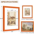 thumbnail image 4 of decorUhome 8x10 Solid Wood Picture Frame, Display 5x7 Pictures with Mat or 8x10 without Mat, Photo Frame for Home Decor, Orange, 4 of 9