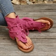 thumbnail image 5 of Miluxas Women's Tassel Gladiator Flip Flops Sandals,Summer Retro Bohemian T-Strap Roman Open-Toe Sandals Casual Beach Flat Clip Toe Ankle Boots Hot Pink 9.5(43), 5 of 9