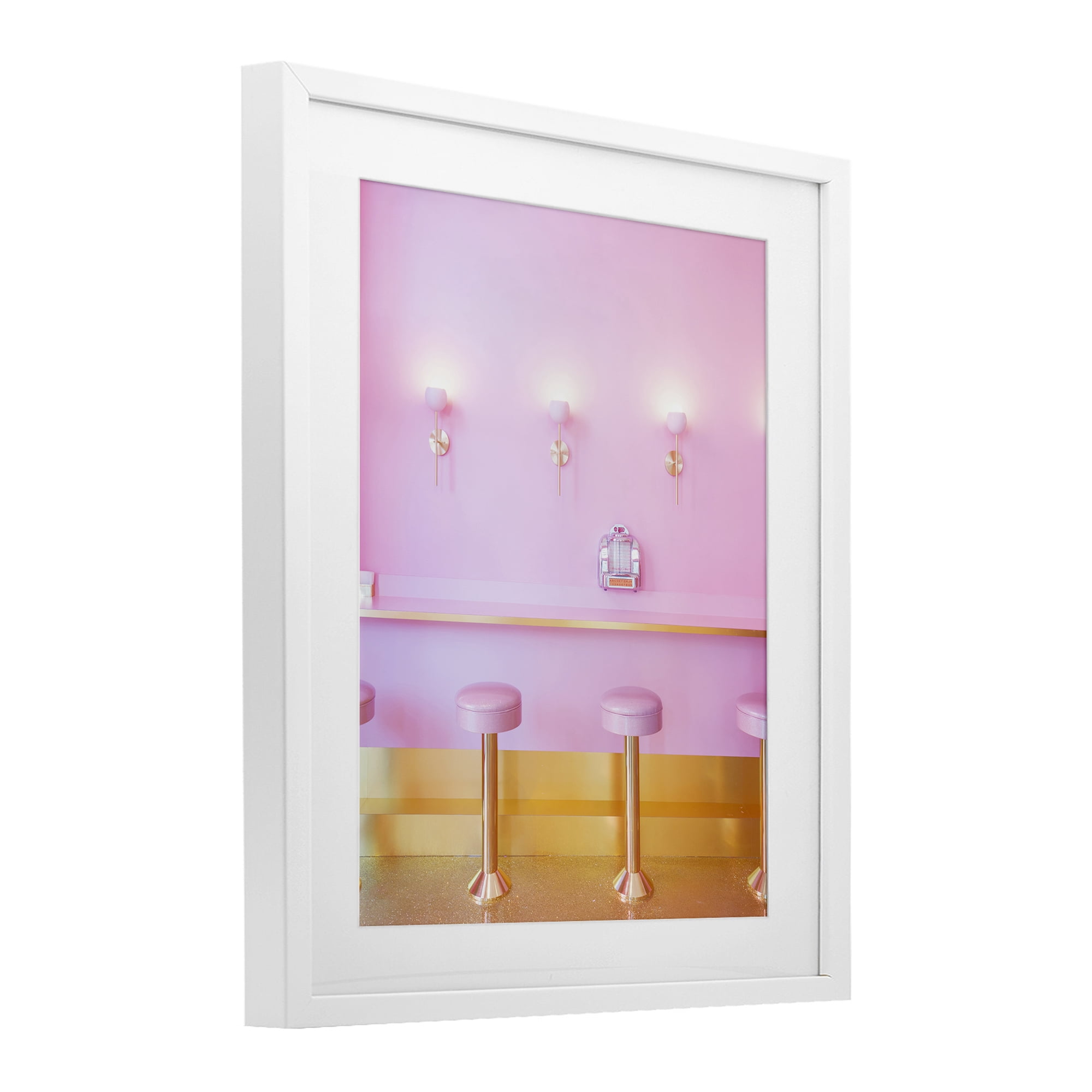 Stupell Industries Pink Retro Dessert Parlor White Framed Print Under Glass, design by LISH Creative