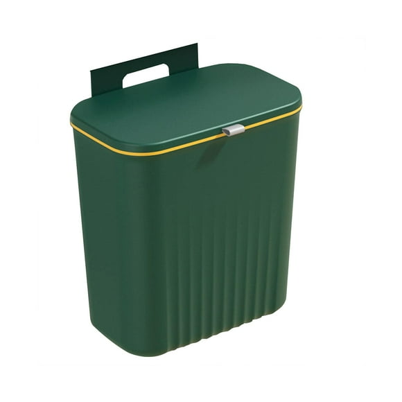 MOQIN Kitchen Compost Bin, Hanging Trash Can with Lid, Kitchen Cabinet Door Under Sink Plastic Garbage Can Compost Bin Wall Mounted Slide Open, 3.3 Gallon Under Kitchen Counter Bin, Green