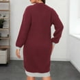 thumbnail image 4 of Ynynloco Plus Size Sweater Dresses for Women 2025 Cable Knit V Neck Long Sleeve Color Block Pullover Tunic Sweaters Casual Loose Fall Dresses, 4 of 5