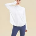 thumbnail image 4 of SWSMCLT Women's Long Sleeve Top Soft Yoga Basic Yoga Running Shirt Hooded Hoodie Workout Full Zip Zipper White X-Small, 4 of 4