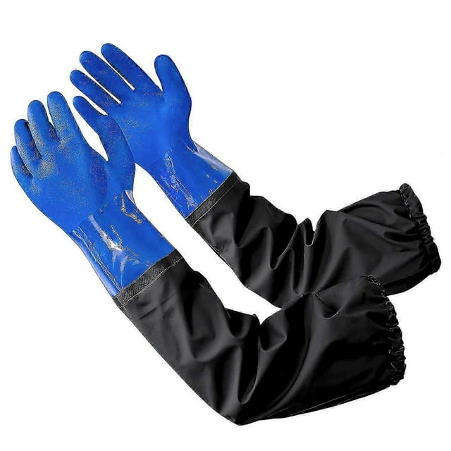 Long Pond Gloves, 27.5" Drain Gloves, Long Rubber Gloves, Waterproof Drain Cleaning Gloves Acid and Alkali Resistance Pond Cleaning Gloves, Full Arm G