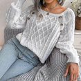 thumbnail image 4 of Women's Pullover Sweater Pullover Jumper Jumper Ribbed Cable Knit Knitted Thin Solid Color Crew Neck Stylish Casual Daily Going Out Fall Winter White, 4 of 5