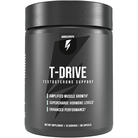 InnoSupps T-Drive, Testosterone Booster, Amplify Muscle Growth, Inno Supps KSM-66 Ashwagandha, Boron, Fenugreek (90 Count)