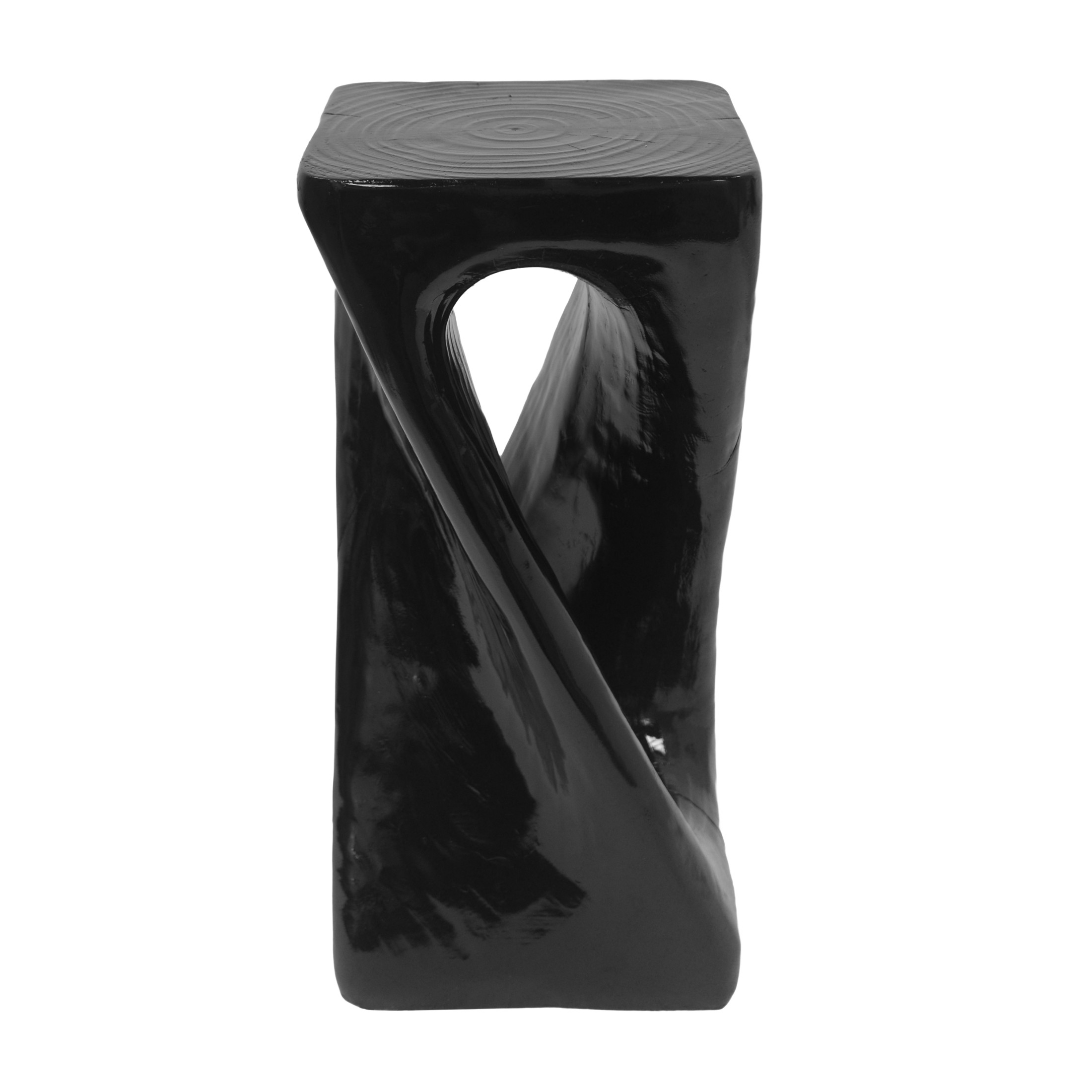 Christopher Knight Home 26.8" Natural Wood Twist Shape Design MGO Outdoor Side Table, Black