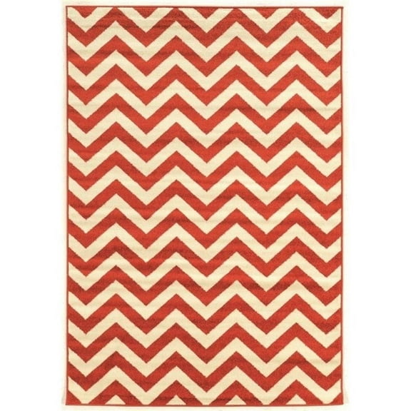 Allora 8' x 10'2" Power Loom Polypropylene Rug in Terracotta and Ivory