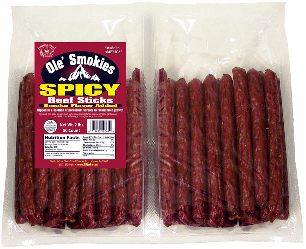 Buffalo Bills 2lb Spicy 5" Ole' Smokies Saddlebag (50 twistend beef sticks per saddlebag