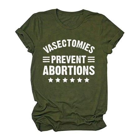 

Moxiu Vasectomies Prevent Abortions T-shirts for Women Pro Choice Feminist Retro T-Shirt Summer Short Sleeve Tee Top