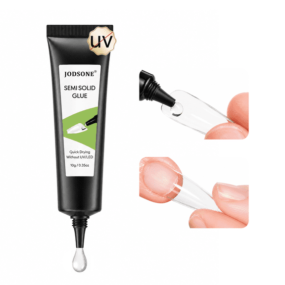 JODSONE Semi Solid Nail Glue for Press on Nails Newly Upgraded Quick Drying 10g for Nail Tips and Fake Acrylic Nails Tips Salon Art DIY at Home No Need U V Light Cured