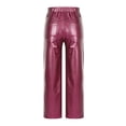 thumbnail image 5 of Women's Faux Leather Pants Elastic Waist Straight Leg Pants with Pockets Leather Motorcycle Pants Loose Solid Color Boyfriend Pants Streetwear Y2K Outfit, 5 of 7