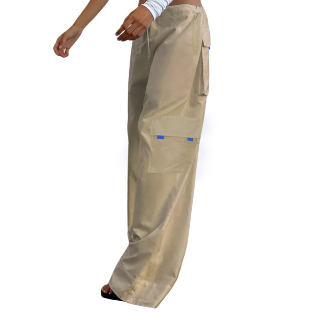 Sunloudy - Pantalones de pierna ancha para mujer, informales, con cordón, cintura baja, color sólido, sueltos, con bolsillos Sunloudy moda