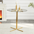 thumbnail image 7 of Hi loPres 36" Modern Round Glass Bar Table, Tempered Glass High Counter Table with Sturdy Gold Chrome Pedestal Base for Kitchen, Breakfast Nook, 7 of 7