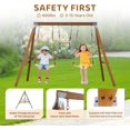 thumbnail image 6 of Ktaxon Wood A-Frame Swing Set for Backyard, Kids Playset with 2 Belt Swings & Trapeze Bar, 390lbs Capacity, 6 of 7