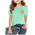 thumbnail image 2 of SXcggal Girls Short Sleeve Shirts Kids Summer Tops Crewneck Tees 3 13 Years Beautiful Cute Casual Girl Top, 2 of 6