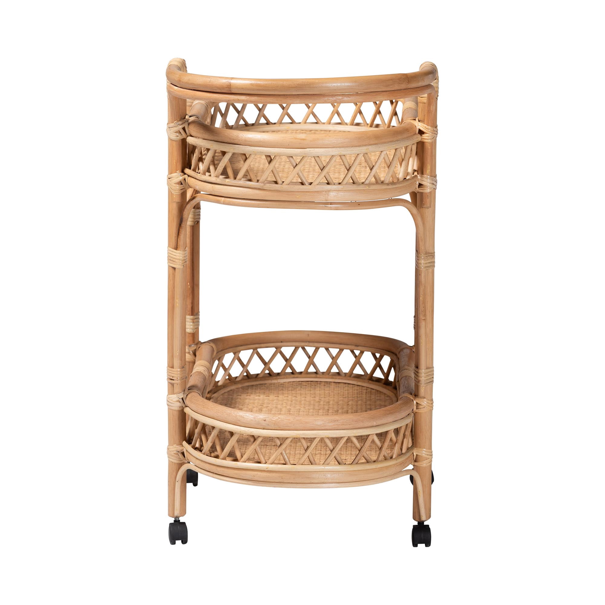 bali & pari Raul Boho Kitchen Cart, 2-Tier, Natural Rattan