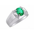 thumbnail image 3 of RYLOS Men's Rings Sterling Silver Rings Classic Designer  9X7MM Oval Gemstone &  Sparkling Diamond Ring Emerald May Birthstone Ring Size 13, 3 of 7