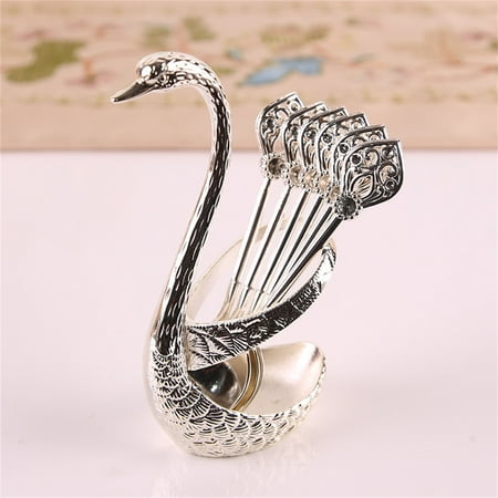 

Coffee Spoon Stainless Steel Bar Counter Dessert Spoon With Swan Rack Household Tableware