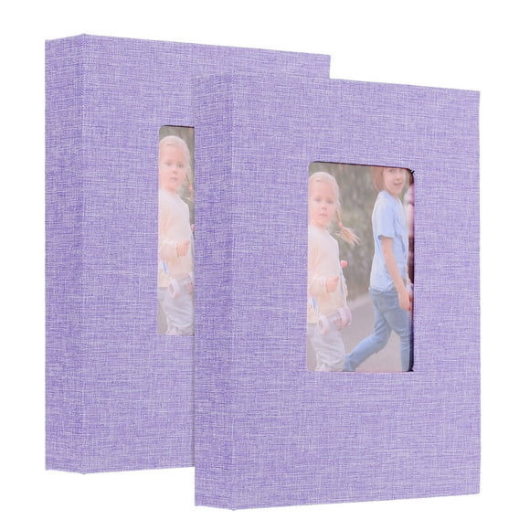 Álbum de Fotos Pequeño de 2 Paquetes, Libro de Imágenes con Cubierta de Lino de 5x7 que Almacena 52 Fotos, Púrpura