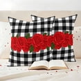 thumbnail image 3 of Valentine's Day Outdoor Waterproof Pillow Covers, Red Rose Flowers Buffalo Plaid Romantic Decorative Square Throw Pillowcase Sofa Cushion Sham for Patio/Couch/Chair, 26"x26" 2 Pack, 3 of 8