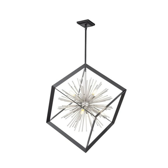 Artcraft Lighting Sunburst  8 Light Chandelier (Matte Black & Chrome)