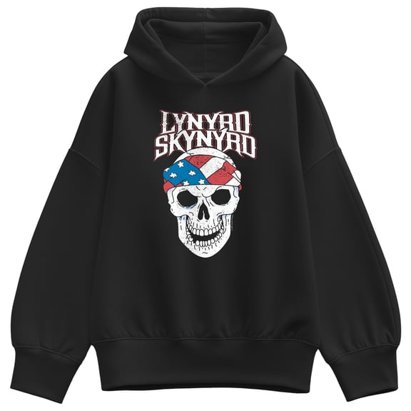 Lynyrd Skynyrd - American Bandana Skull - Women's Oversized Fleece Hoodie Sweatshirt
