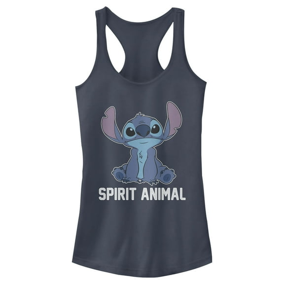Junior's Lilo & Stitch Cute and Fluffy Spirit Animal  Racerback Tank Top Indigo 2X Large