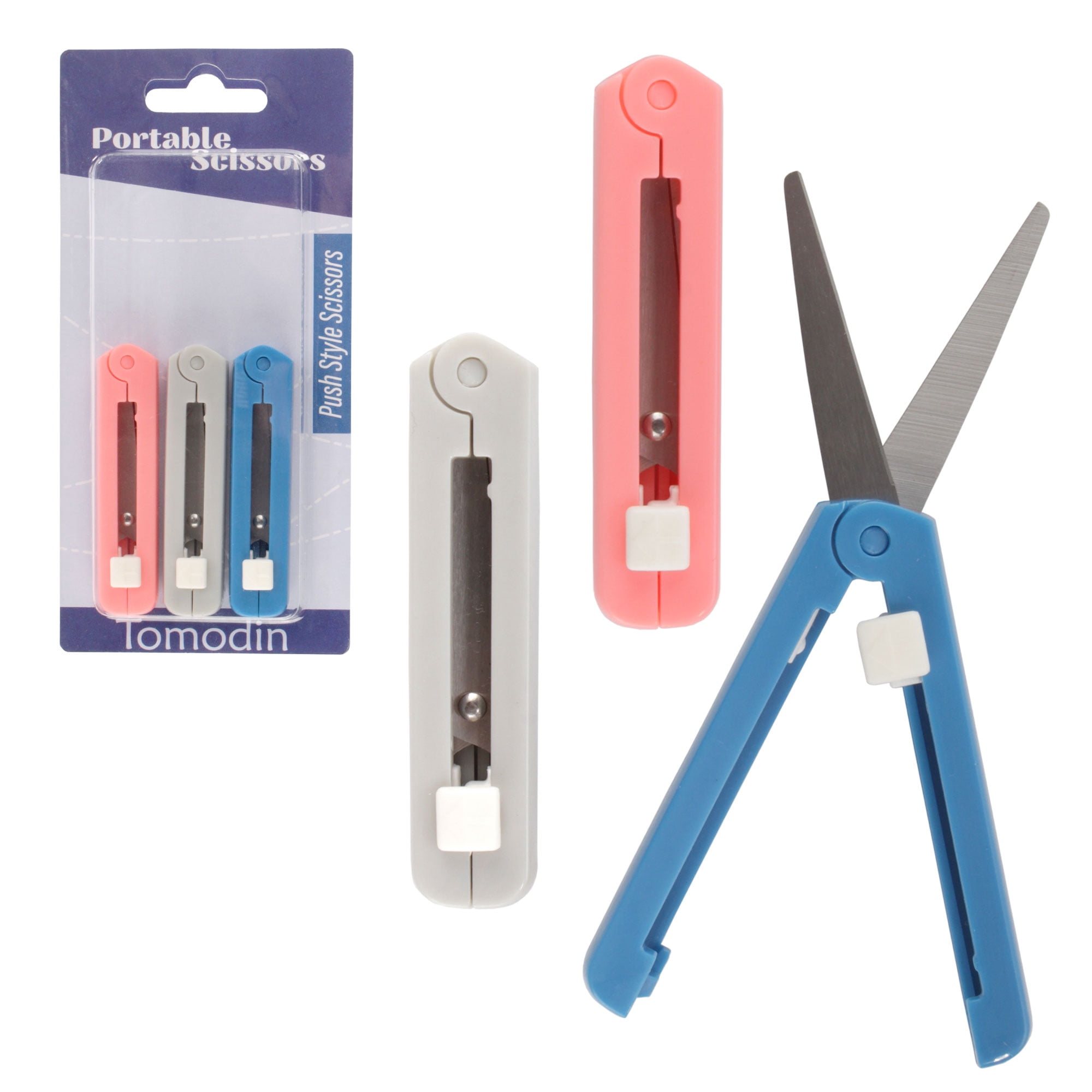 JubileeYarn Penblade Portable Travel Scissors - Pink, Red, Deep Blue (3 Pairs), Stainless Steel, TSA Approved, 5.5 Inch Pen-Style
