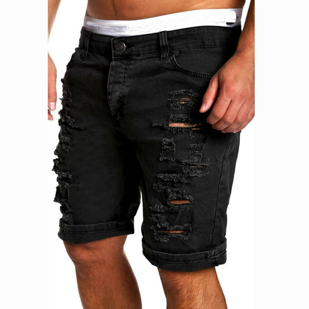 short black ripped jean shorts
