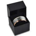 thumbnail image 3 of Tungsten Butterfly Flying Insect Flower Band Ring 8mm Men Women Comfort Fit 18k Rose Gold Step Bevel Edge Brushed Polished, 3 of 4
