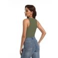 thumbnail image 5 of Women's Crewneck Racerback Ribbed Tank Tops Summer Basic High Neck Sleeveless Slim Fit Crop Tops, 5 of 6