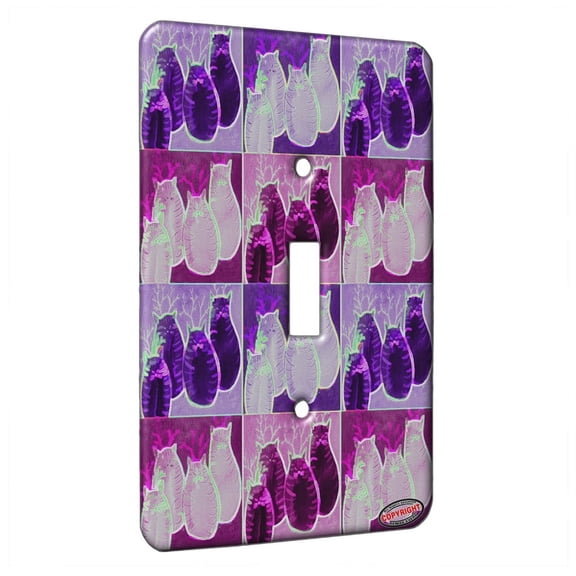 KuzmarK™ Single Gang Toggle Switch Wall Plate - Four Reindeer Tabby Chunky Kitties Christmas Cat Electric Art by Denise Every