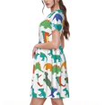 thumbnail image 2 of Balery Colorful Dinosaur Vestidos sueltos de manga corta para mujer, vestidos de verano 2025, vestidos casuales de corte A con vuelo., 2 of 6