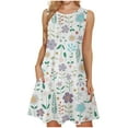 thumbnail image 2 of Itsame Womens Casual Dresses Printed Round Neck Thin Dress Green Size S, 2 of 6
