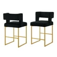 thumbnail image 7 of Sweiko Metal Bar Stools Set for 2 with Square Open Backrest for Kitchen Island,26in Fabric Velvet Counter Height Bar Stools,Modern Bar stools with Golden Iron Legs for Home Bar Pub Black, 7 of 7
