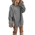 thumbnail image 1 of LUXUR Robe Chandail à Manches Longues pour Femmes, Unie, d'Hiver, à Enfiler, Gris Foncé, S, 1 of 2